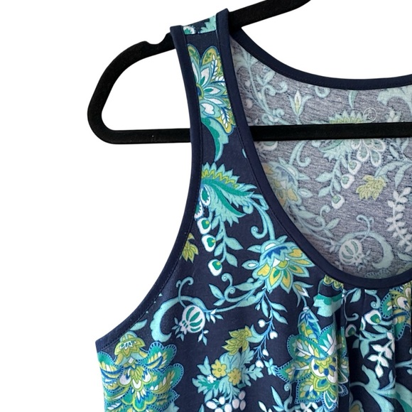 LANDS’ END | NWOT FLORAL COTTON TANK DRESS COVERUP NAVY BLUE & GREEN | MEDIUM - Picture 4 of 10